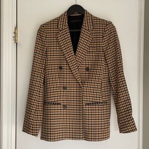 Zara double breasted gingham blazer